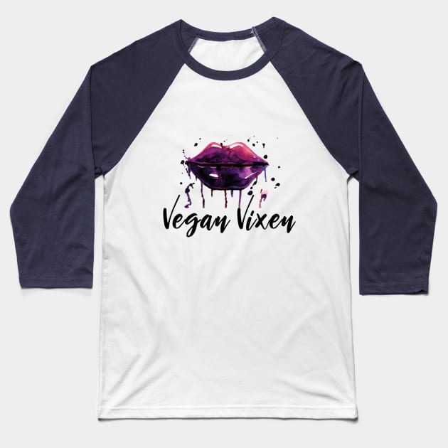 Vegan Vixen with Sexy Purple Lips Baseball T-Shirt by susannefloe